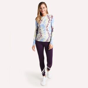 TORY SPORT Women's Seamless Athletic Tie Dye‎ Long Sleeve Medium Top